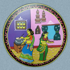 Wooden Hand painted and hand crafted decorative wall plates with Two women in kitchen | wall hangings, wall decor | Home Decor, Office Decor |