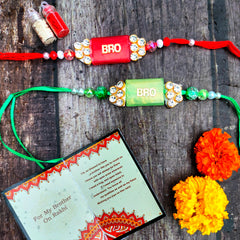 Craftooba Colourful COMBO Of BRO Green And Red Beads Rakhi/Bracelet | Rakhi with Gift | Rakhi | Rakhi For Brother | Rakhi For Sister | Gift | Raksha bandhan |