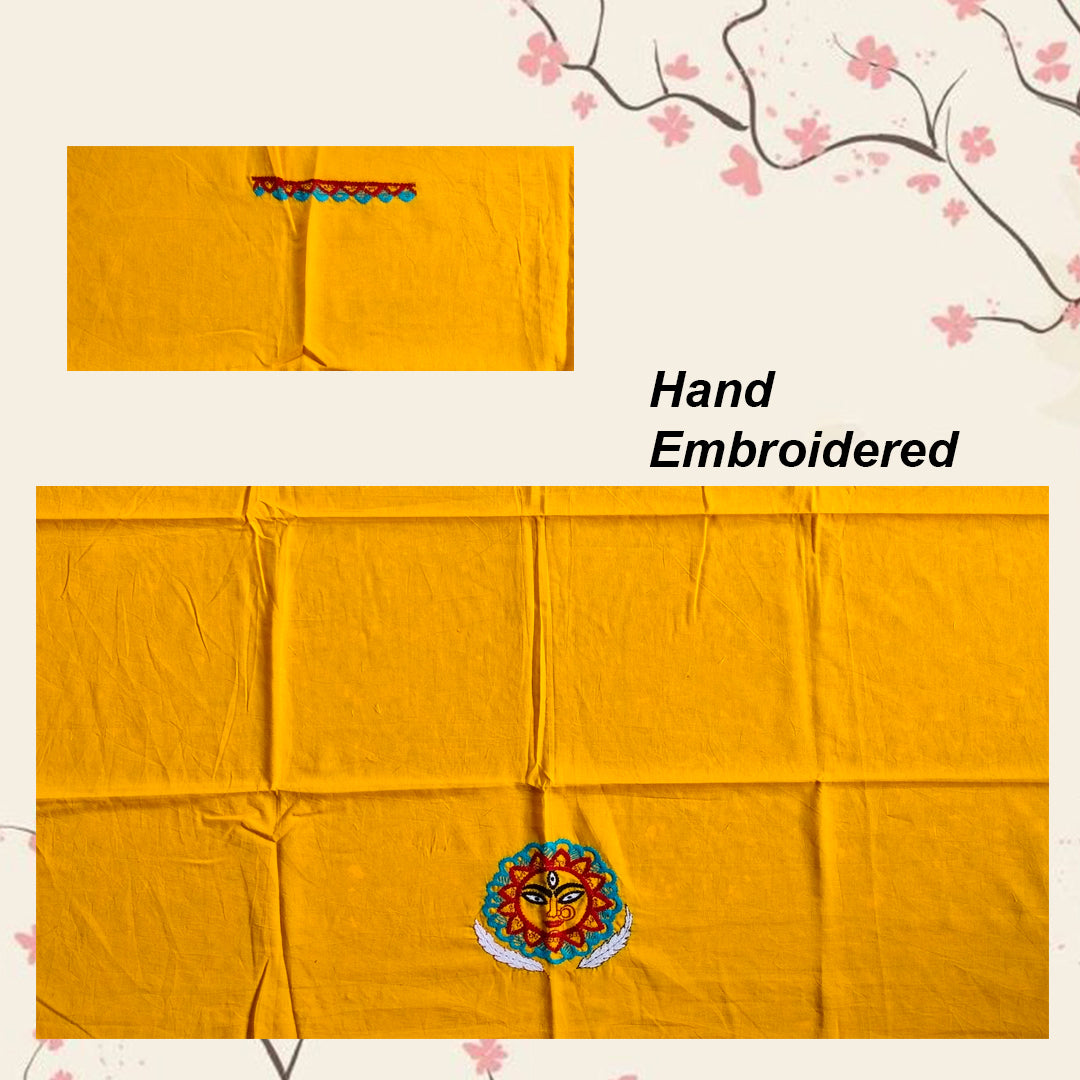 Yellow Designer blouse piece | Blouse material | Designer blouse | Kantha hand embroidered blouse piece