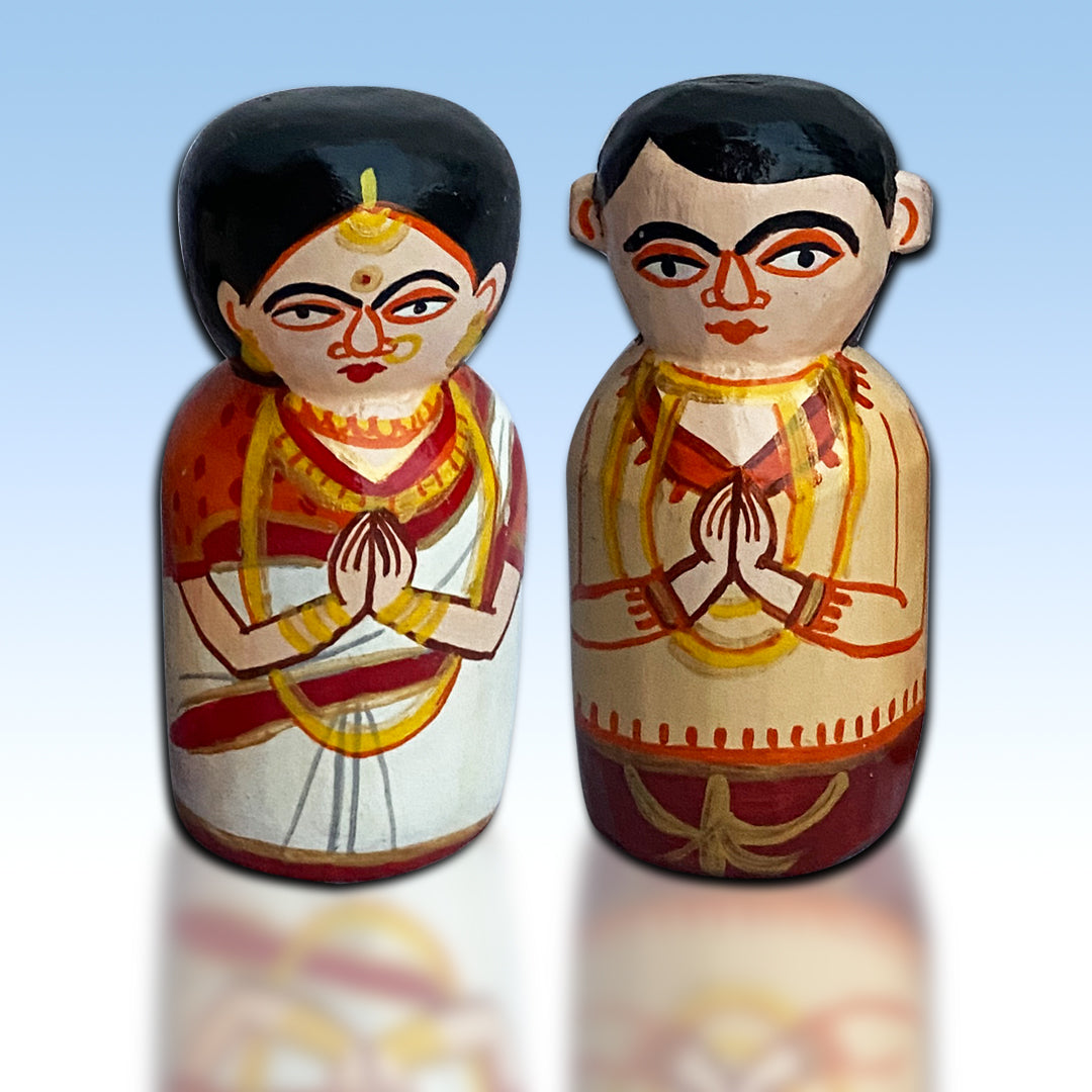 Craftooba Wooden Handpainted Couple Dolls for Home Decor Set of 2 II | Doll | Handpainted Doll | Wooden Doll