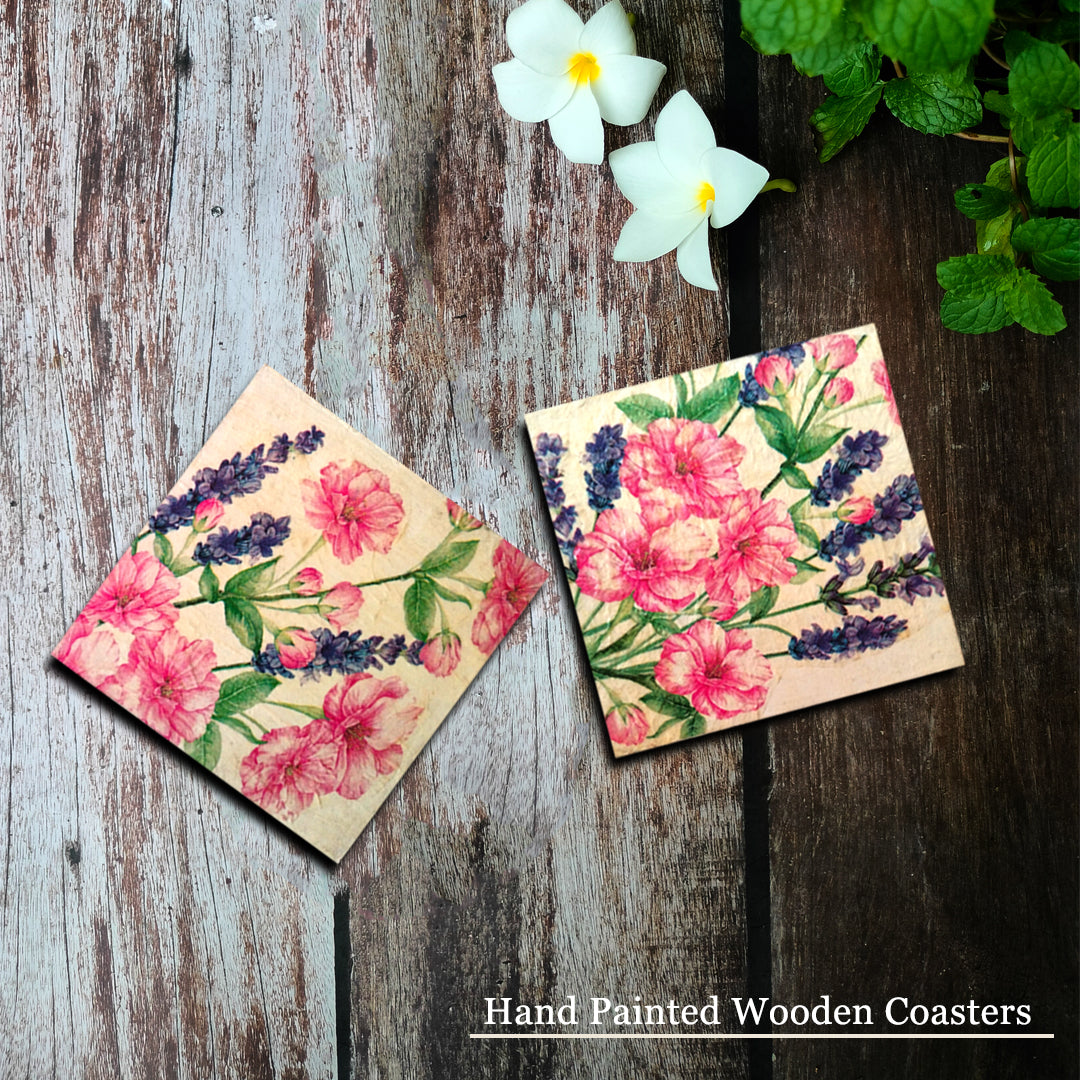 Wooden handpainted Coasters art Set Of 2 –  | Wooden handpainted coaster decor