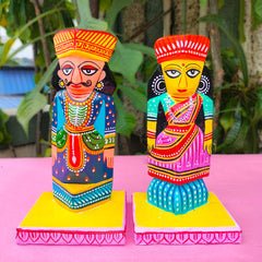 Craftooba Wooden Handpainted Couple Dolls for Home Decor Set of 2 VIII | Doll | Handpainted Doll | Wooden Doll | Home decor |