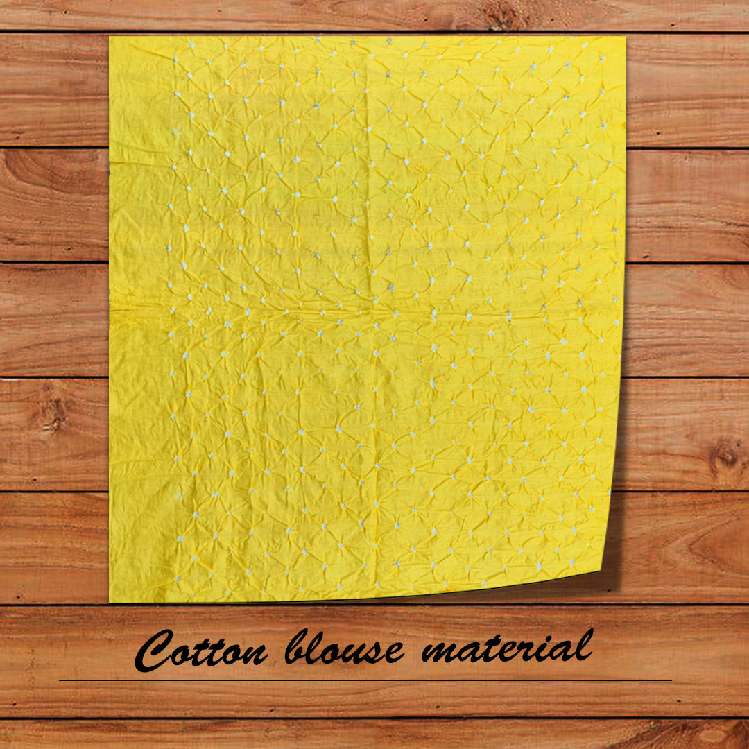 Craftooba Hand bandhni work cotton blouse material Yellow | Blouse piece |