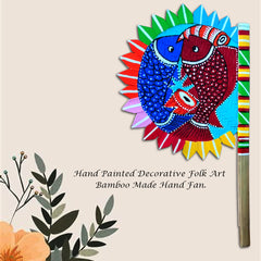 Craftooba Hand Painted bamboo made hand fan (hatpakha) for home decor & festival | Handmade & handpainted Beautiful Traditional Hand Fan for Cool Air & Home Decor and Travel Use