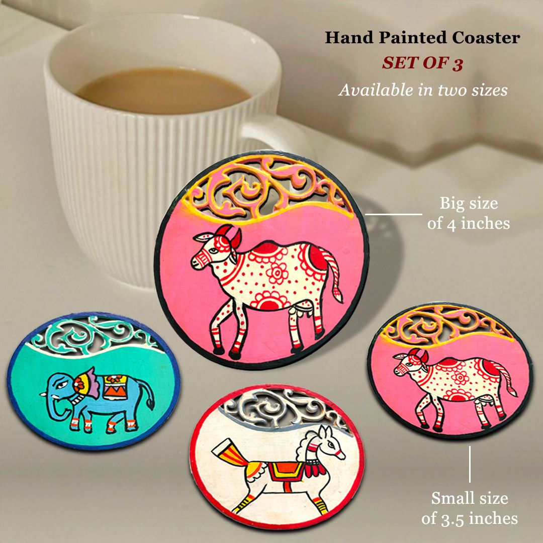 Hand Painted Animal Inspired Coasters Pack of 3