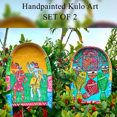Craftooba's Hand-Painted Kulo Set: From Farm to Folklore Or Winnowing Clatter/Basket for Home Decor & Festival