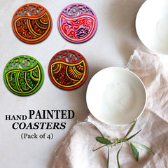 Engineered wooden handpainted Coasters art –  | Engineered wooden handpainted coaster decor