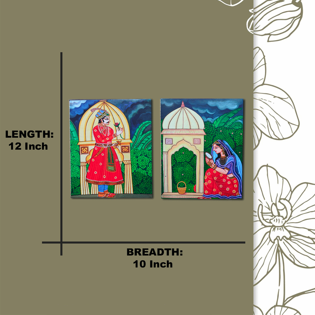 Craftooba Canvas Mughal Art Inspired King & Queen | Canvas | Stretched Canvas Art Print