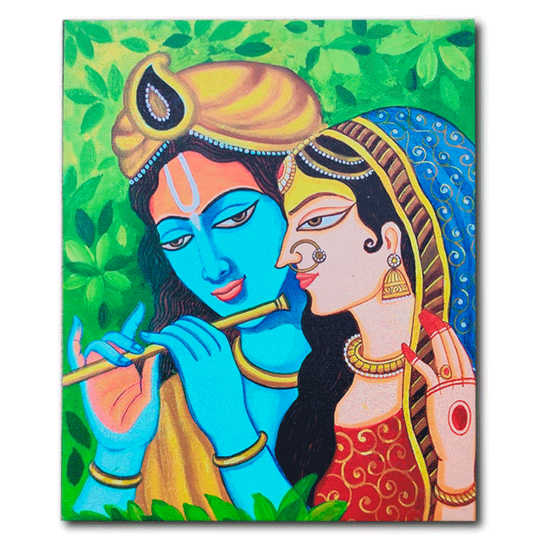 Craftooba Printed Canvas Inspired on Radha Krishna Potrait | Canvas | Stretched Canvas Art Print