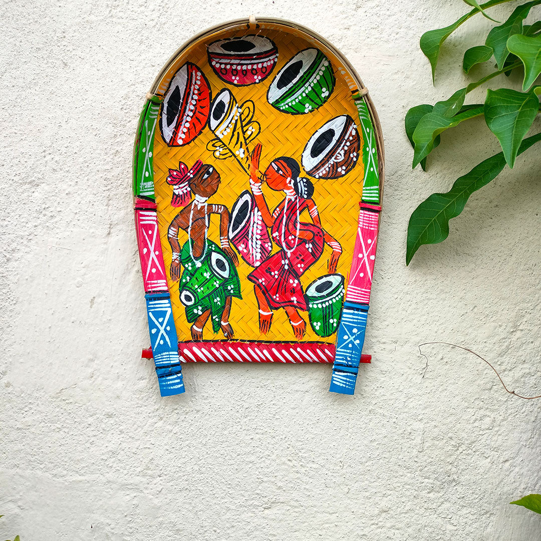 Craftooba Hand Craftted And Hand Painted Kulo Art Tribal Or Winnowing Clatter/Basket for Home Decor & Festival
