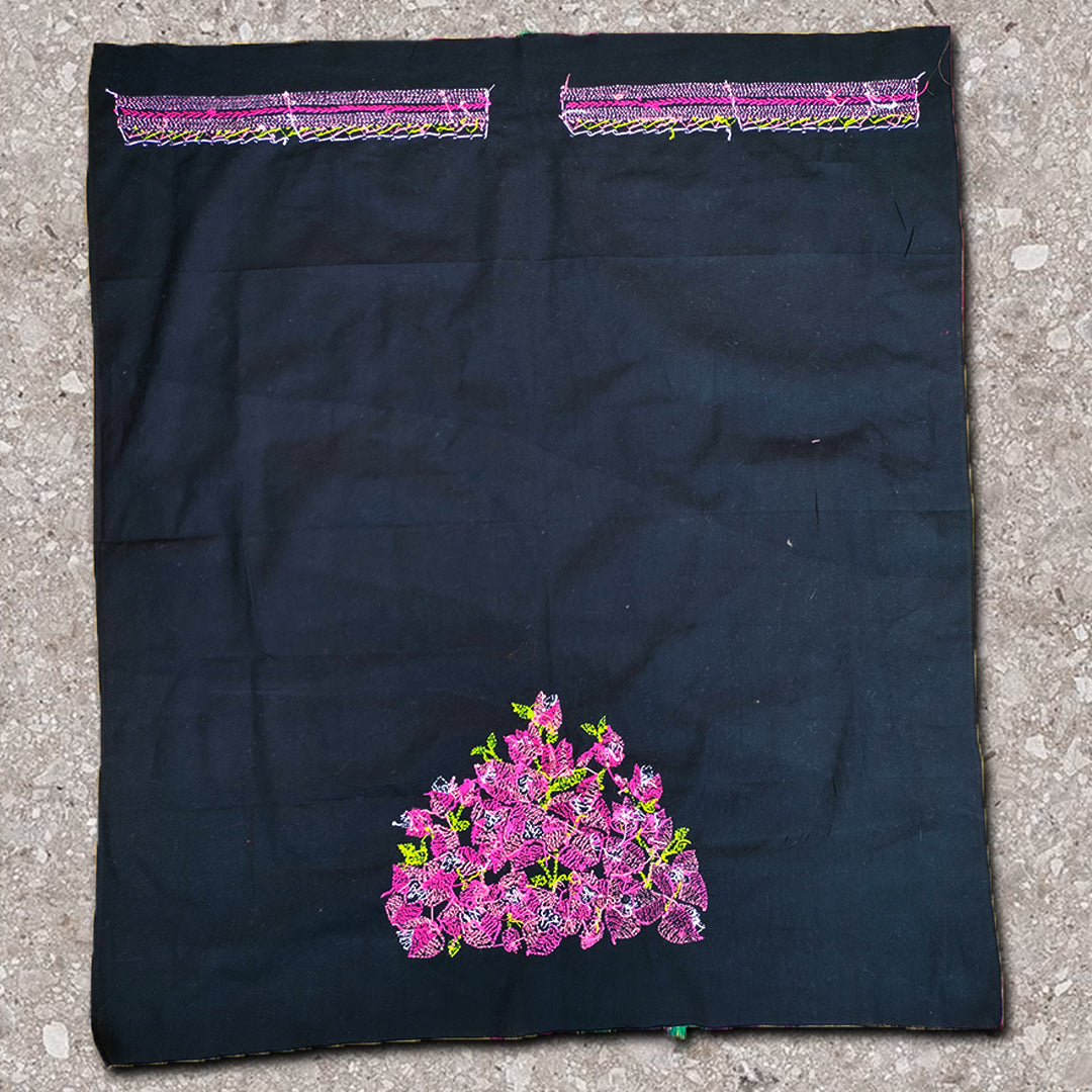 Craftooba Designer handembroidered Blouse Piece | Blouse Material | Designer Blouse | Kantha Hand Embroidered Blouse Piece | Pink flower