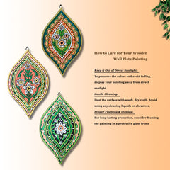 Craftooba Love Hand-Painted Wall Plate Set – Leaf-Shaped Floral Motif (Set of 3)