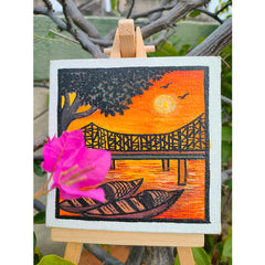 Craftooba Hand Painted Impasto Small Canvas Art | Small Canvas | Canvas | Canvas Painting | Paintings | Canvas Art | Howrah Bridge | Kolkata