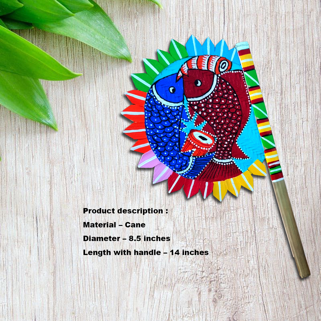 Craftooba Hand Painted bamboo made hand fan (hatpakha) for home decor & festival | Handmade & handpainted Beautiful Traditional Hand Fan for Cool Air & Home Decor and Travel Use