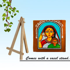 Wooden handpainted small canvas art – 5 inches | Wooden handpainted Small Canvas with stand decor