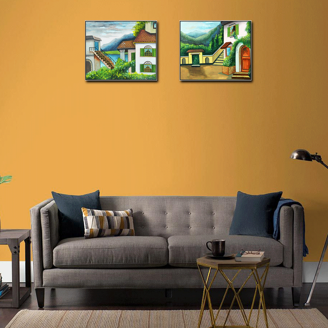 Craftooba Canvas Of a Hill Side House | Canvas | Stretched Canvas Art Print