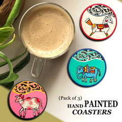 Hand Painted Animal Inspired Coasters Pack of 3