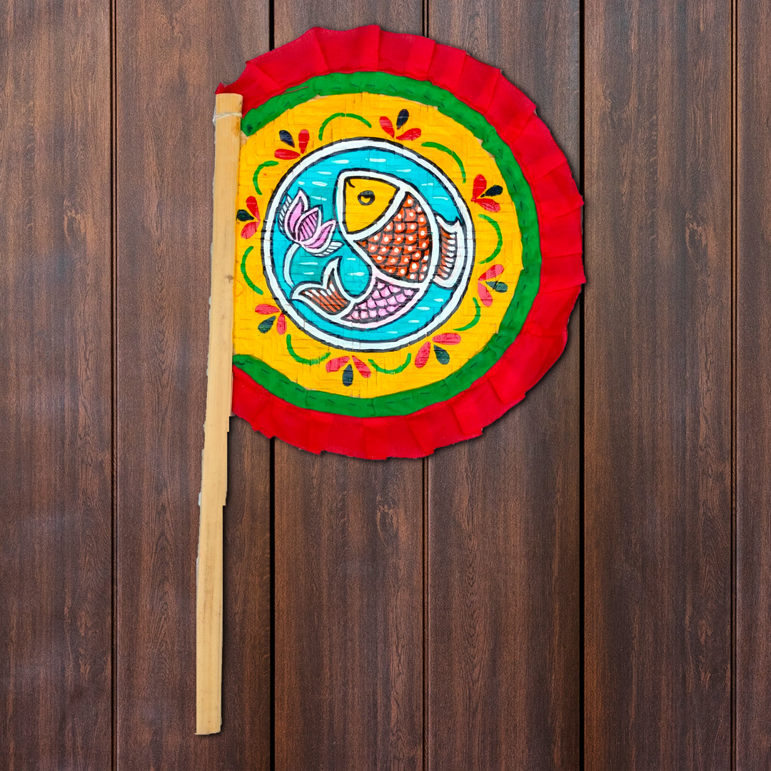 Craftooba Hand Painted bamboo made hand fan (hatpakha) for home decor & festival | Handmade & handpainted Beautiful Traditional Hand Fan for Cool Air & Home Decor and Travel Use