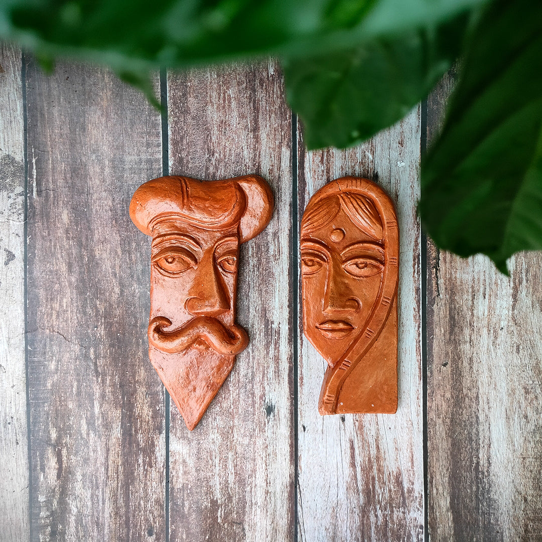 Terracotta Wall Masks – Traditional Man & Woman Combo