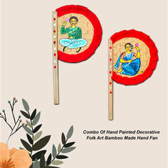 Craftooba Combo of Hand Painted Decorative Folk Art Bamboo Made Hand Fan (hatpakha) | Home Decor & Festival | Handmade & Handpainted Beautiful Traditional Hand Fan | Decor |