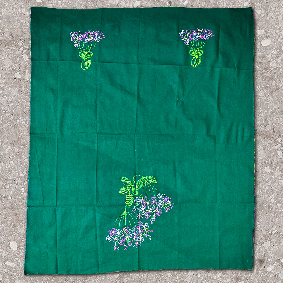 Craftooba Designer handembroidered Blouse Piece | Blouse Material | Designer Blouse | Kantha Hand Embroidered Blouse Piece Green