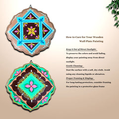 Hand-Painted Engineered Wood Wall Plate Set – Lotus Petal Design (Set of 2)