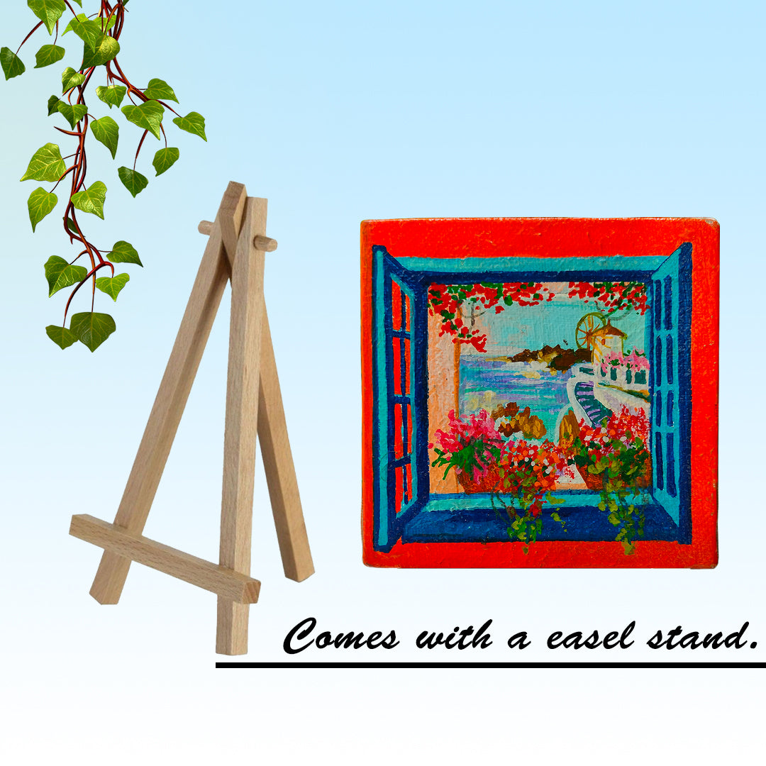 Original canvas painting | Small canvas (4 inches) with easel stand