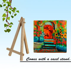 Original canvas painting | Small canvas (4 inches) with easel stand