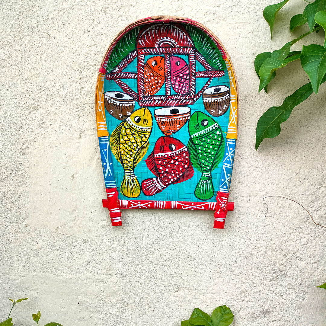 Craftooba's Hand-Painted Kulo Set: From Farm to Folklore Or Winnowing Clatter/Basket for Home Decor & Festival