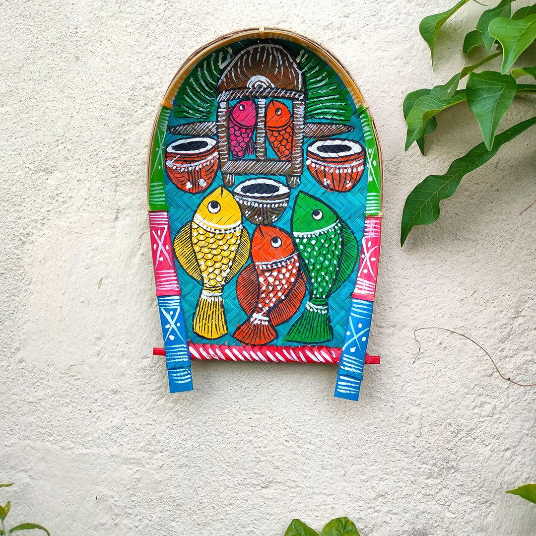 Craftooba Hand Craftted And Hand Painted Kulo Art Tribal Or Winnowing Clatter/Basket for Home Decor & Festival