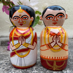 Craftooba Wooden Handpainted Couple Dolls for Home Decor Set of 2 II | Doll | Handpainted Doll | Wooden Doll