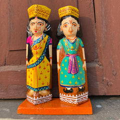 Craftooba Wooden Handpainted Couple Dolls for Home Decor Set of 2 VIII | Doll | Handpainted Doll | Wooden Doll