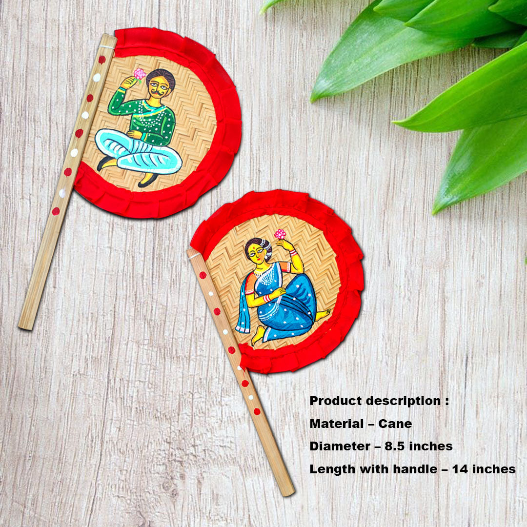 Craftooba Combo of Hand Painted Decorative Folk Art Bamboo Made Hand Fan (hatpakha) | Home Decor & Festival | Handmade & Handpainted Beautiful Traditional Hand Fan | Decor |