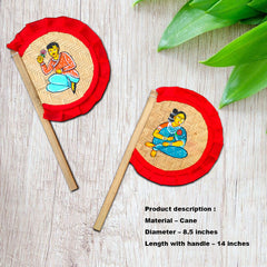 Craftooba Combo of Hand Painted Decorative Folk Art Bamboo Made Hand Fan (hatpakha) | Home Decor & Festival | Handmade & Handpainted Beautiful Traditional Hand Fan | Decor |