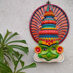 Wooden handpainted Kathakali face mask | Wooden Face mask decor