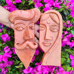 Terracotta Wall Masks – Traditional Man & Woman Combo