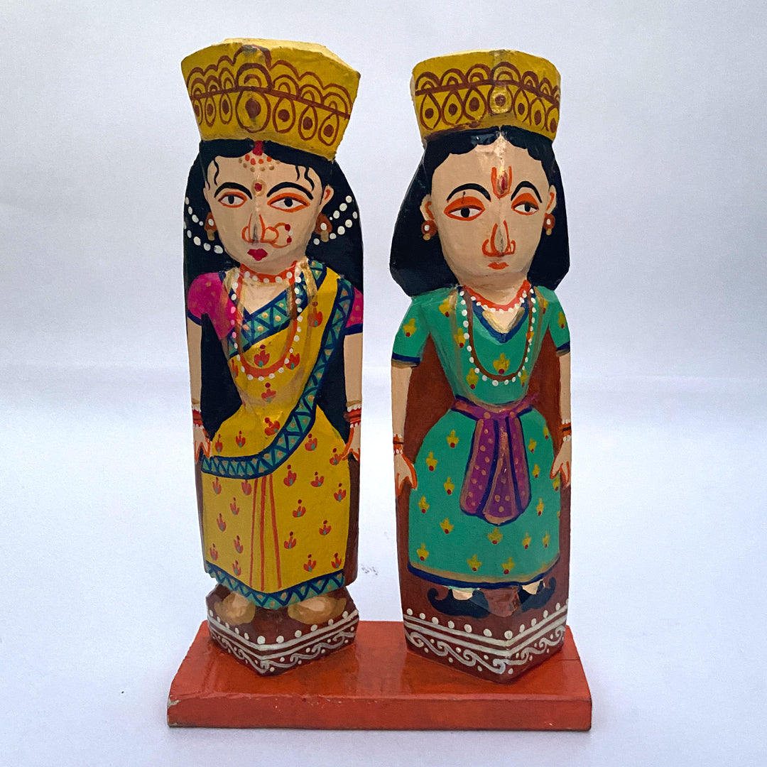 Craftooba Wooden Handpainted Couple Dolls for Home Decor Set of 2 VIII | Doll | Handpainted Doll | Wooden Doll