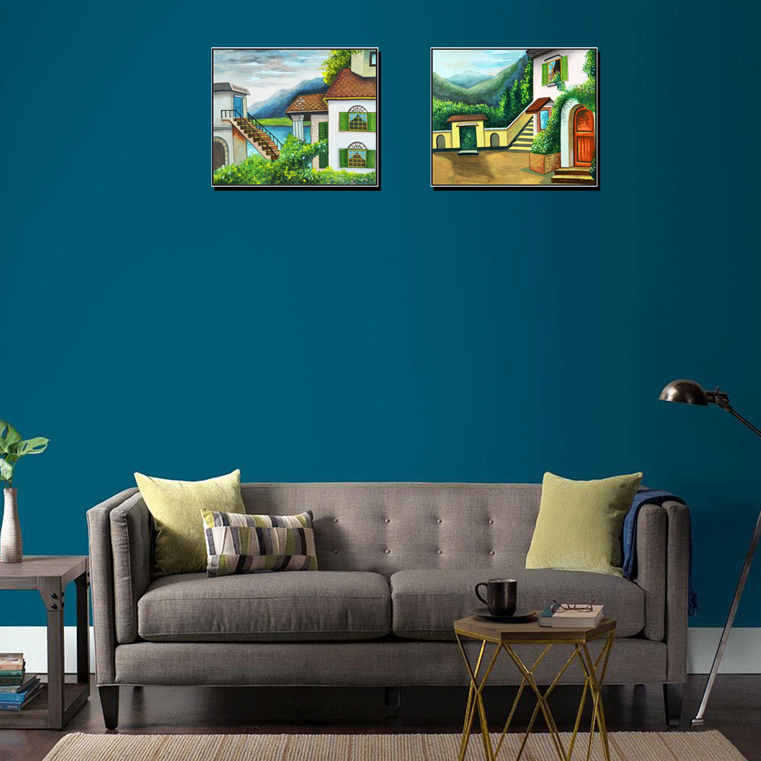 Craftooba Canvas Of a Hill Side House | Canvas | Stretched Canvas Art Print