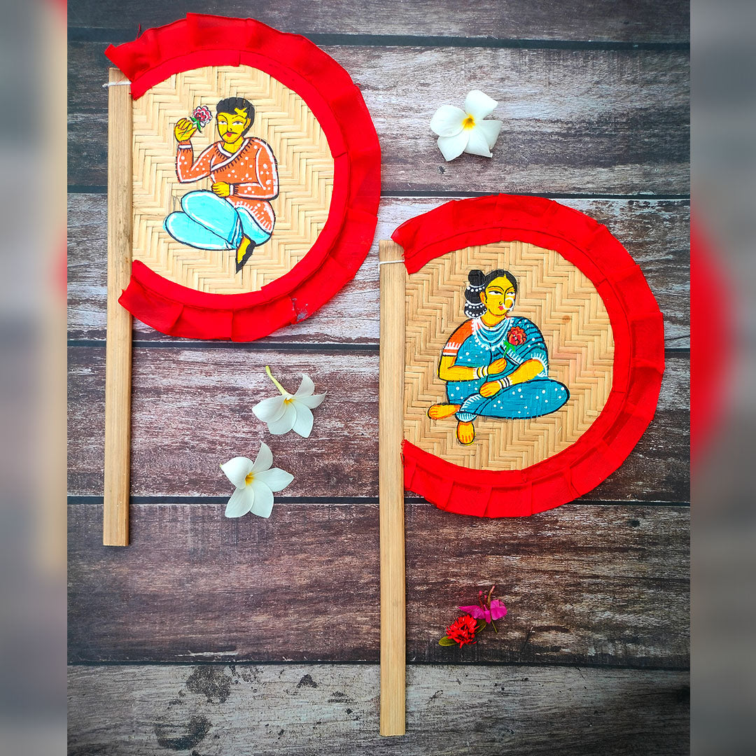 Craftooba Combo of Hand Painted Decorative Folk Art Bamboo Made Hand Fan (hatpakha) | Home Decor & Festival | Handmade & Handpainted Beautiful Traditional Hand Fan | Decor |