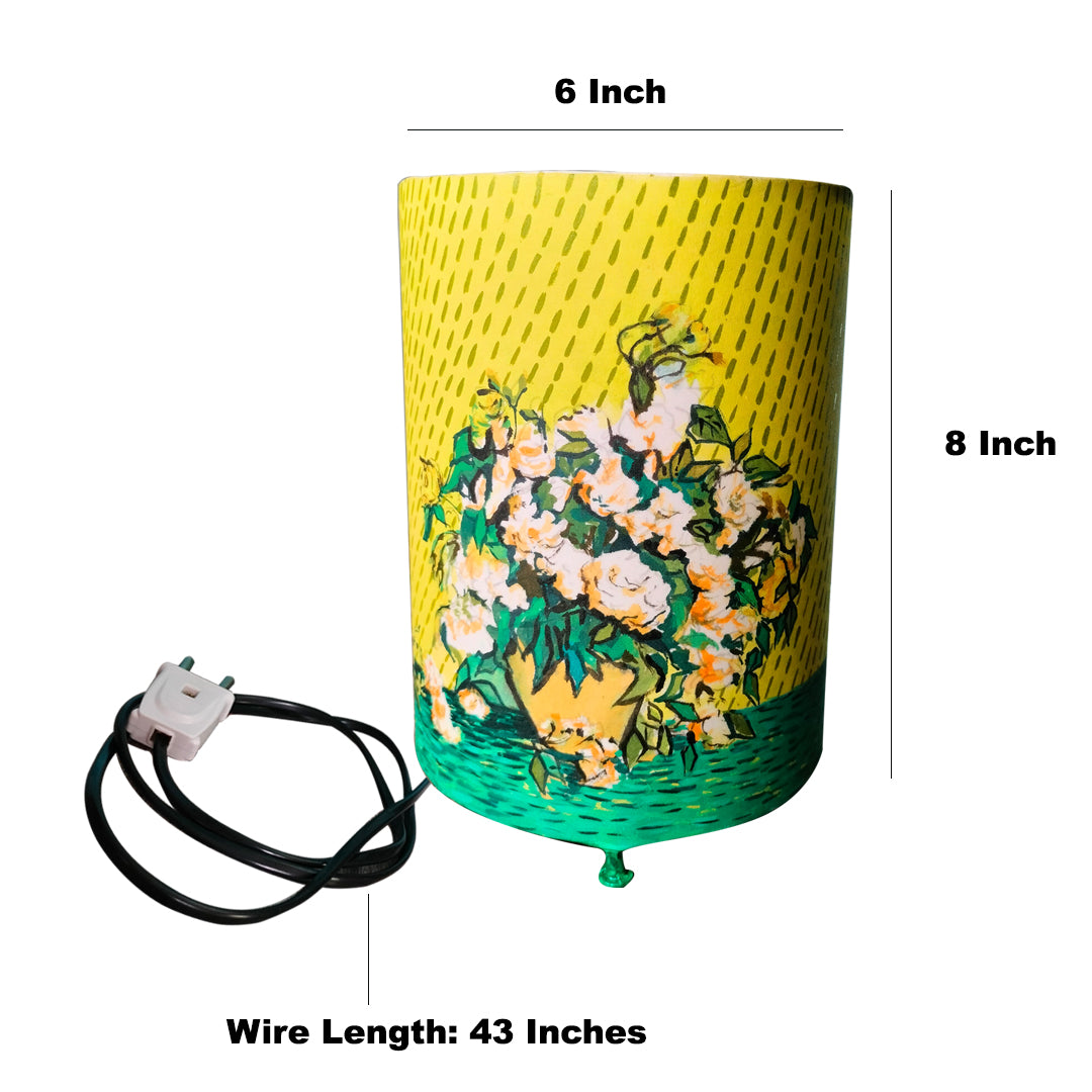 Craftooba Vase of roses hand painted round lamp shade | Hand Painted Table Lamp Shade | For Bedroom | Home | Living Room | Bedside | Home Decor Items & Gift