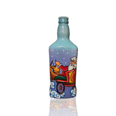 Hand Painted Glass Bottle Art | Christmas Decor | Christmas Theme Bottle Art | Santa Claus Bottle Art