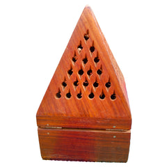 Craftooba Handmade Wooden Incense Sticks Holder Wooden Pyramid Incense Box Fragrance Stand Holder Agarbati Dhoop for Pooja (Without Drawer)