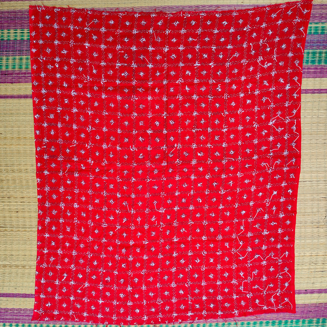 Red Kantha Hand Embroidered Blouse Material – Crafted by Women Artisans of Bengal | Blouse Piece | Blouse | Embroidered | Hand Embroidered Blouse Piece |