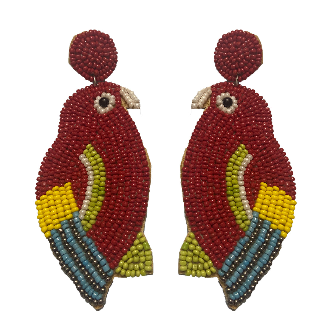 Craftooba Multicolored Bird Designed beaded earings | Length 10 cm, Breadth 4.5 cm | Earings | Jewellery | Beads Jewellery | Hand made ear rings