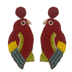 Craftooba Multicolored Bird Designed beaded earings | Length 10 cm, Breadth 4.5 cm | Earings | Jewellery | Beads Jewellery | Hand made ear rings