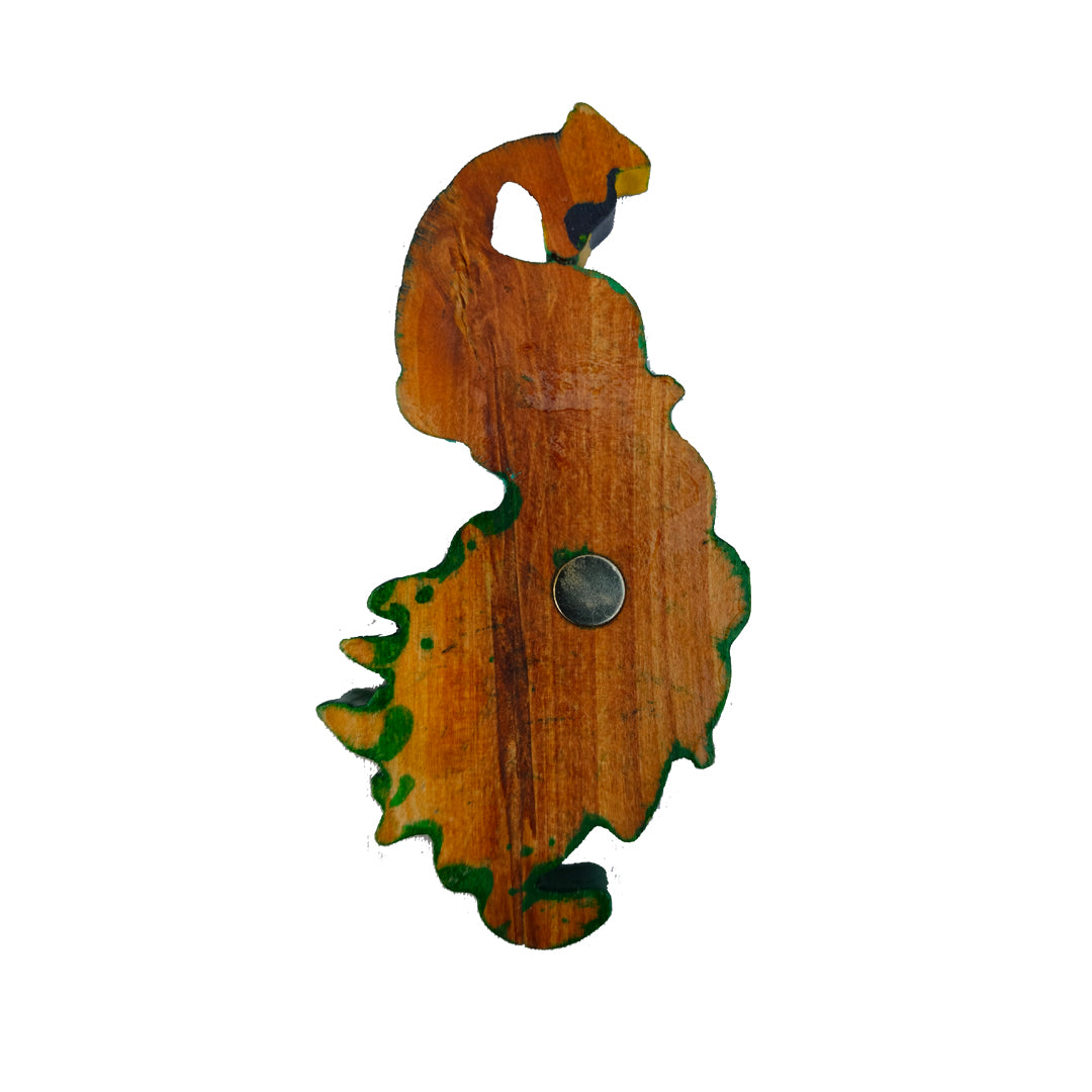 Wooden Hand Painted Peacock Fridge Magnet