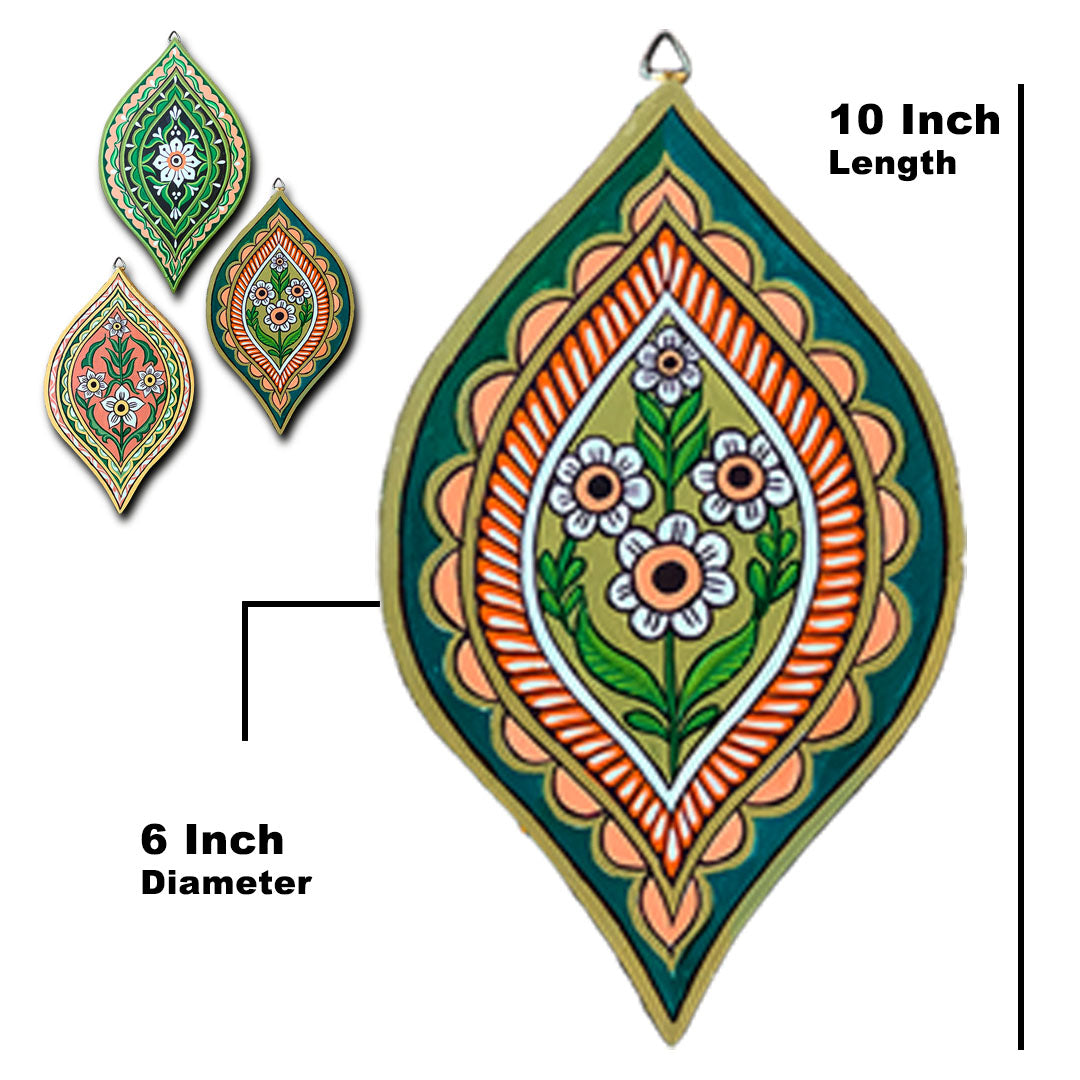 Craftooba Love Hand-Painted Wall Plate Set – Leaf-Shaped Floral Motif (Set of 3)