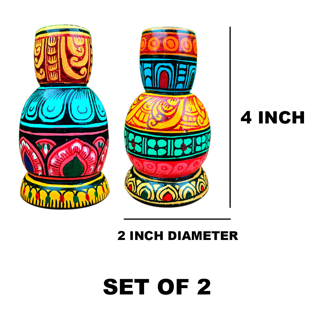 Wooden Hand painted decorative candle stand - Set of 2 | cnadle | Candle Stand | Diwali Gift | Decor |