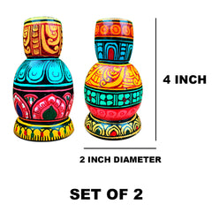 Wooden Hand painted decorative candle stand - Set of 2 | cnadle | Candle Stand | Diwali Gift | Decor |