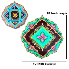 Hand-Painted Engineered Wood Wall Plate Set – Lotus Petal Design (Set of 2)